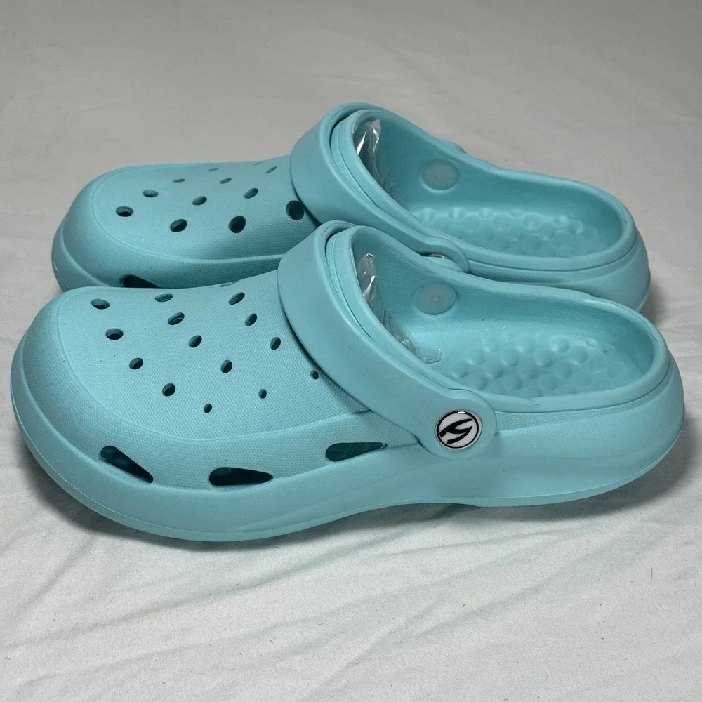 Kids Teal Clogs With‎ Charms Size US 2 EU 34 Slip On Sandals